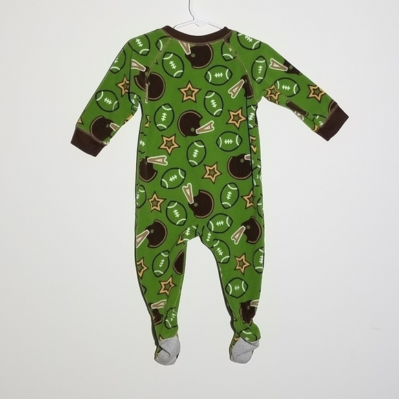 Carter's Fleece Football Sleeper Footie Zipper 12m - Picture 2 of 3